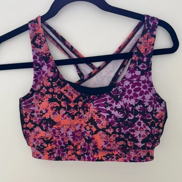 GAIAM Purple and Orange Sports Bra with Strappy Back - Picture 1 of 6